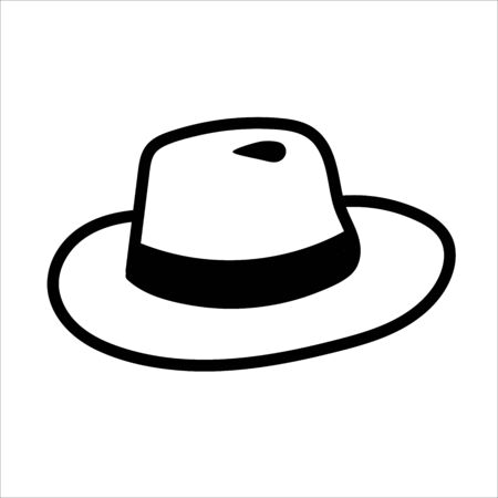 Vector hand drawn fedora hat outline doodle icon. Trilby sketch illustration for print, web, mobile and infographics isolated on white backgroundのイラスト素材