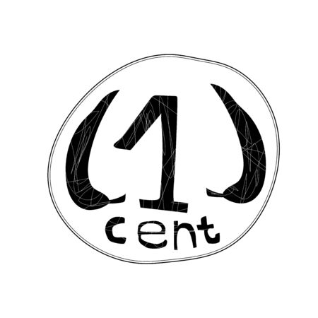 Cent icon doodle. Outline illustration peso vector icons. Vector illustration in hand-drawn styleのイラスト素材
