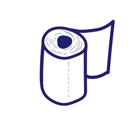 Doodle style toilet roll. Vector illustration with a blue line like ink ballpoint penのイラスト素材