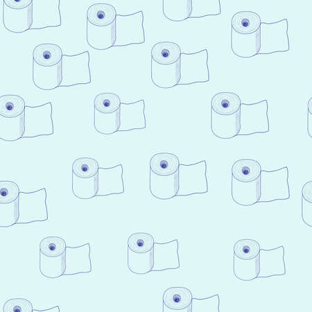 Seamless pattern with toilet paper rolls in doodle style. Vector illustration. The scribble of a gel penのイラスト素材