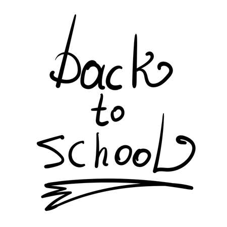 Hand-Drawn Back to School Sketchy Notebook Doodles with Lettering, Books, Shooting Stars, Hearts, and Swirls- Vector Illustration Design Elements on Lined Sketchbook Paper Background.のイラスト素材