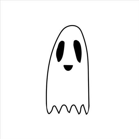 Ghost doodle, cartoon character, , Halloween, isolated illustration on white background, coloring.の写真素材
