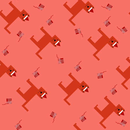 seamless pattern of cubic cat and square ball of wool.のイラスト素材