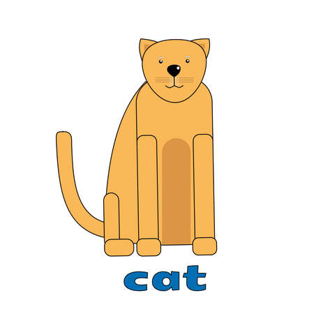 ginger cat card for english lessons. Vector illustration.のイラスト素材