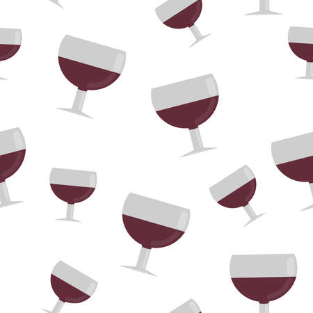 Seamless pattern from glasses of red wine. vector illustration in flat styleのイラスト素材