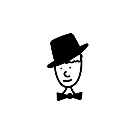 head of man with bow tie doodle style.のイラスト素材