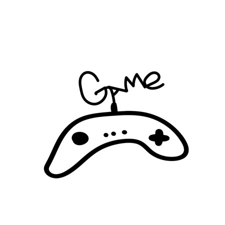 doodle game controller. Vector black line illustration.