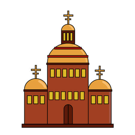 flat orthodox church on white backgroundのイラスト素材