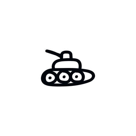 Tank icon in doodle sketch lines. Military weapon warのイラスト素材