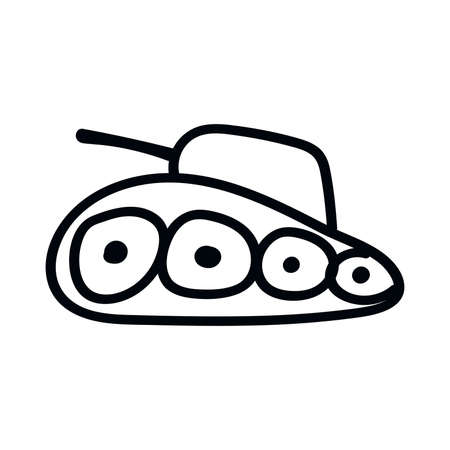 Tank icon in doodle sketch lines. Military weapon warのイラスト素材