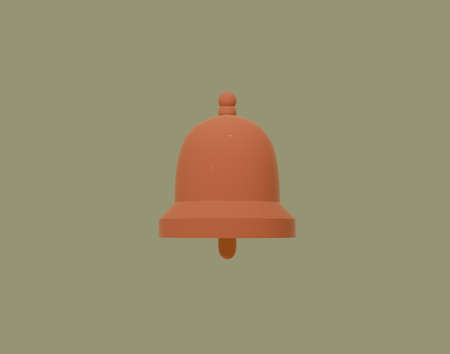 Simple notification message bell icon alert and alarm isolated on a pastel pink background. One new notification concept. Smartphone reminder. Social media element. 3D rendering.の写真素材