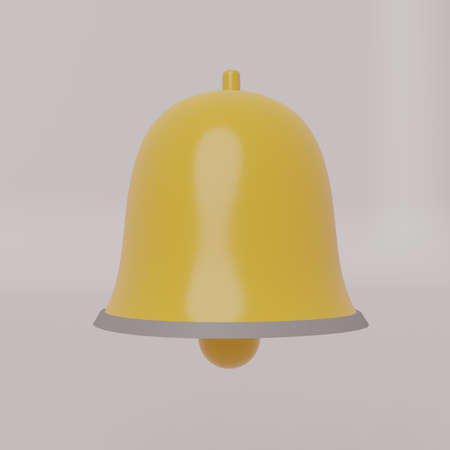 Simple notification message bell icon alert and alarm isolated on a pastel pink background. One new notification concept. Smartphone reminder. Social media element. 3D rendering.の写真素材