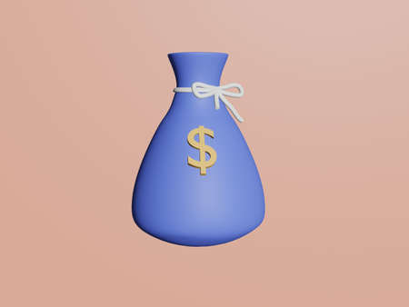 Money bags icon, money saving concept. Difference money bags on pink background. 3d render illustration.の写真素材