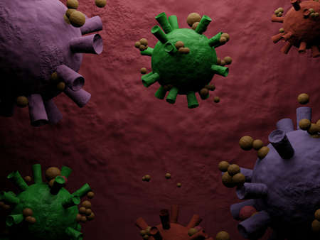 Corona virus 3 d render covid-19 on light background red 3d render delta plus.の写真素材