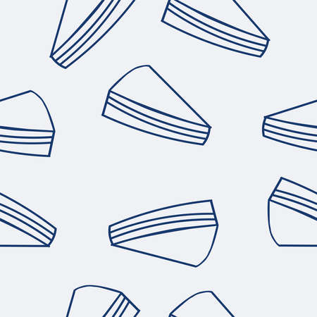 Vector confectionery seamless pattern with pies, pies, pies, cupcakes and eclairs Hand drawn sweet baked goods in sketchy style isolated on white background. Blue linesのイラスト素材