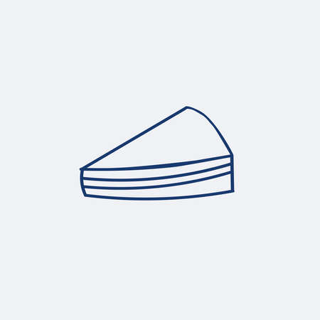 Vector illustration in doodle style. Hand-drawn cake, blue lineのイラスト素材