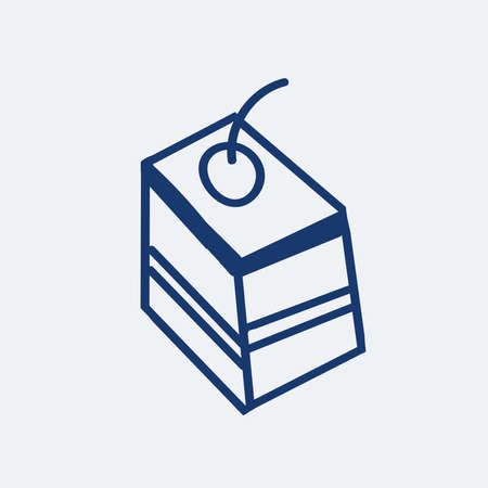 Vector illustration in doodle style. Hand-drawn cake, blue lineのイラスト素材