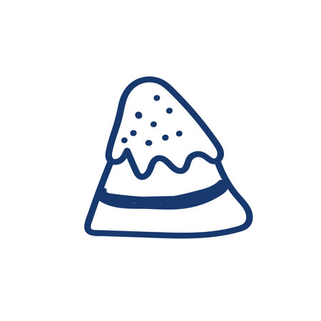 Vector illustration in doodle style. Hand-drawn cake, blue lineのイラスト素材