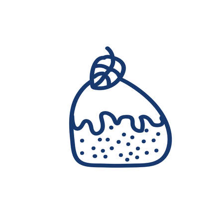 illustration in doodle style. Hand-drawn cake, blue lineの写真素材