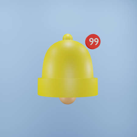 minimal Notification bell icon isolated on pastel pink background. one new notification concept....
