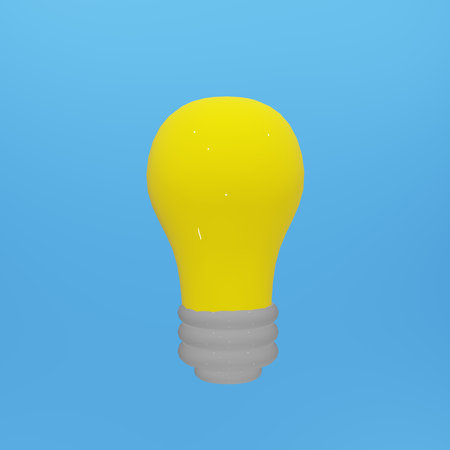 Light bulb, 3d render icons, pastel minimal cartoon style isolatedの写真素材