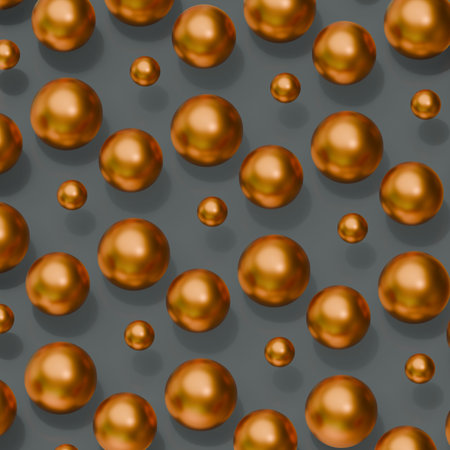 Golden Sphere Abstract Background Shiny Metallic Balls Texture Luxury Design Element. 3D render...