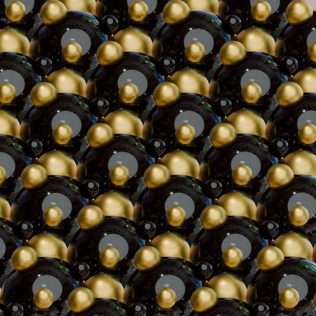 Golden Sphere Abstract Background Shiny Metallic Balls Texture Luxury Design Element. 3D render...