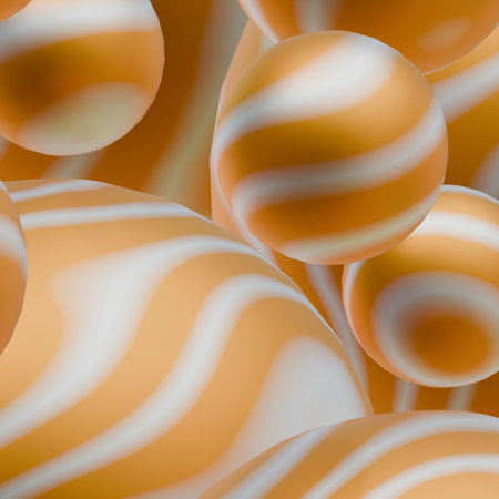 Abstract background in the form of golden shapes. The texture of shiny metal balls. A luxurious 3D rendering illustration design element. New Years festive mood.の写真素材