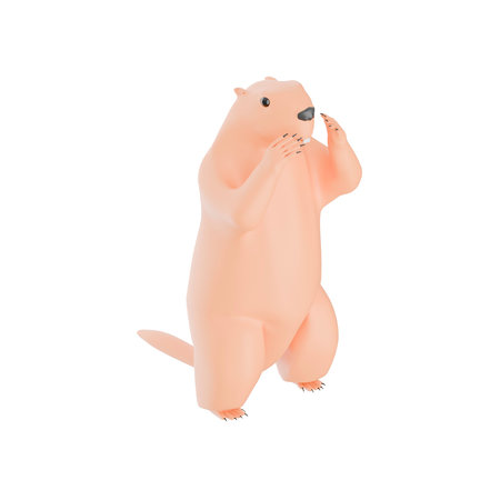 3D rendering illustration of a cute groundhog. An image dedicated to Groundhog Day in Februaryの写真素材