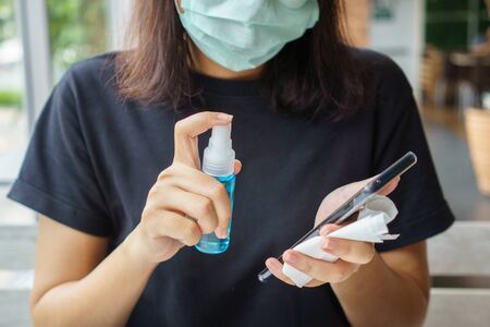 The germ, virus, and bacteria cleanser is made from alcohol. And cleaning properties For safety and to reduce infection from contact Popularly used in medical houses, hospitals, places where peopleの写真素材