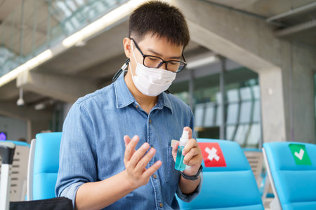 Disinfectant sprayers and germs that adhere on objects on the surface.  concept healthcare system...