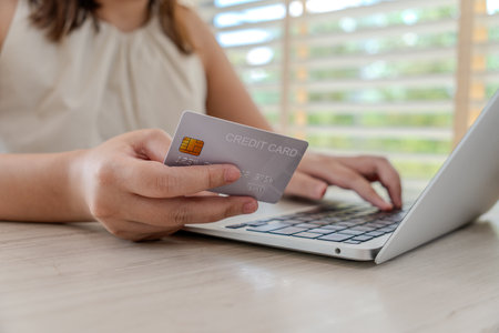 Online shopping with smartphone and shopping bags delivery service using as background shopping concept and delivery service concept with copy space  for your text or  design.の写真素材