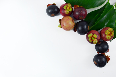 Thailand fruit mangosteen on white background.の写真素材