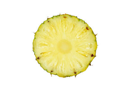 Pineapple slices on the white ground.の写真素材