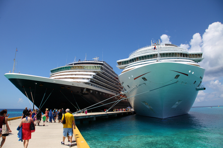 Ships at anchor moored - Ships moored on the beach in Grand Turkのeditorial素材