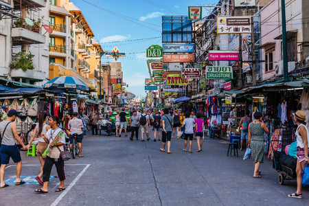 Bangkok, Thailand - November 01 2015: The Khaosan Road is 400 meters long and is the most famous street in Bangkok.のeditorial素材