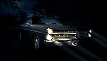 Greetsiel, Germany - May 14, 2017: A Ford Galaxie 500. The Ford Galaxie is a full-size car built by Ford in the years 1959 to 1974 in the United States. It was first the luxury variant of the Ford Fairlane, before it was marketed starting from 1960 as ownのeditorial素材