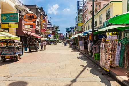Bangkok, Thailand - November 01 2015: The Khaosan Road is 400 meters long and is the most famous street in Bangkok.のeditorial素材