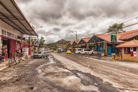 El Valle de Anton, Panama - November 24, 2016: The main street with the small market hall in El Valle de Anton a small town in the province of Panama.のeditorial素材