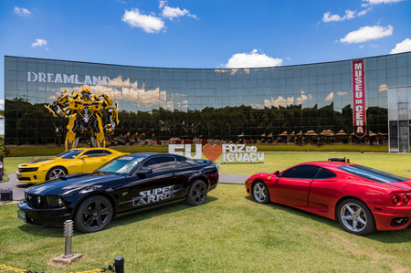 Foz do Iguacu, Brazil - November 22, 2017: Bumblebee Transformers at the front of the Wax Museumのeditorial素材