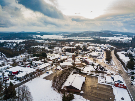Aerial view of Gummersbach-Kotthausen in winterのeditorial素材