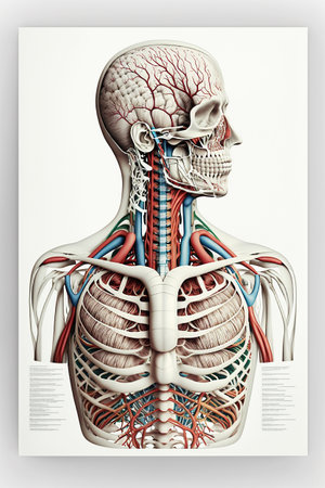 Human anatomy for medical education on white background. Generative AIの素材