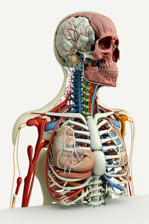 Human anatomy for medical education on white background. Generative AIの素材