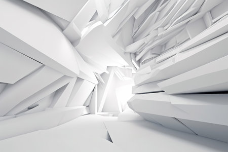Abstract architecture background. 3d illustration of a white circular building. Modern geometric wallpaper. Futuristic technology design. Generative AIの素材