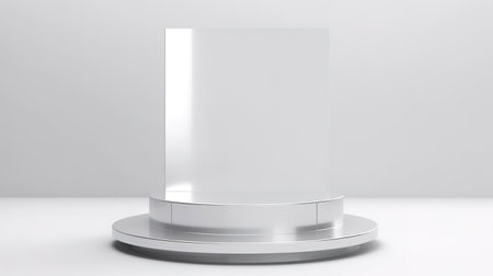 3D rendering silver base with modern neon stand for product presentation. Generative AIの素材
