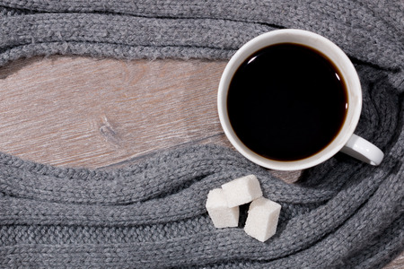 winter cup of hot black coffeeの写真素材