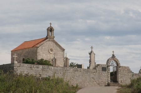 The church at the graveyard of Smokvica in Croatiaの写真素材
