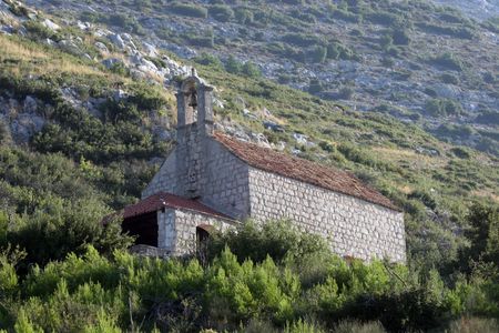 A little church above the sea coast の写真素材