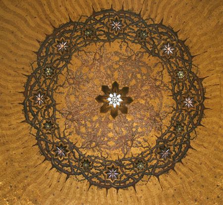 Crown of thorns, mosaic in Chapel of the Flagellation, Jerusalemの写真素材