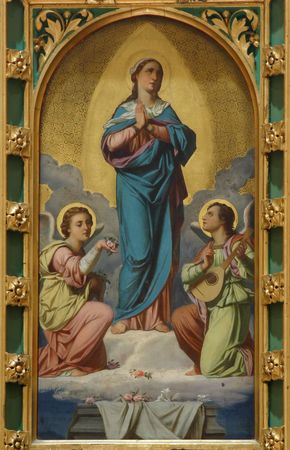 Assumption of Mary, painting at the church altar